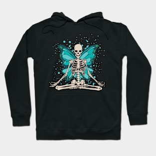 Grunge Fairycore winged skeleton graphic Hoodie